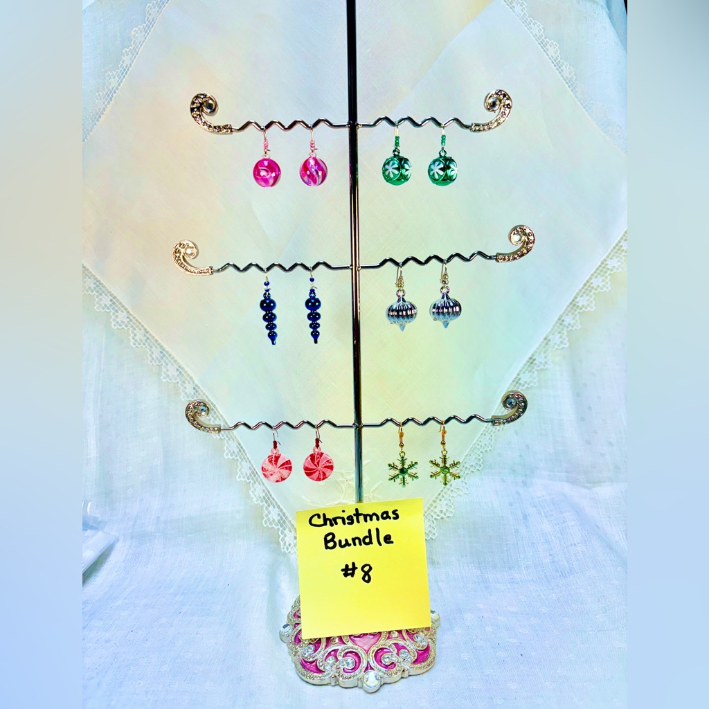 Handcrafted Christmas Gift Earrings Bundle 6 Colors & Styles Nostalgic Colorful
